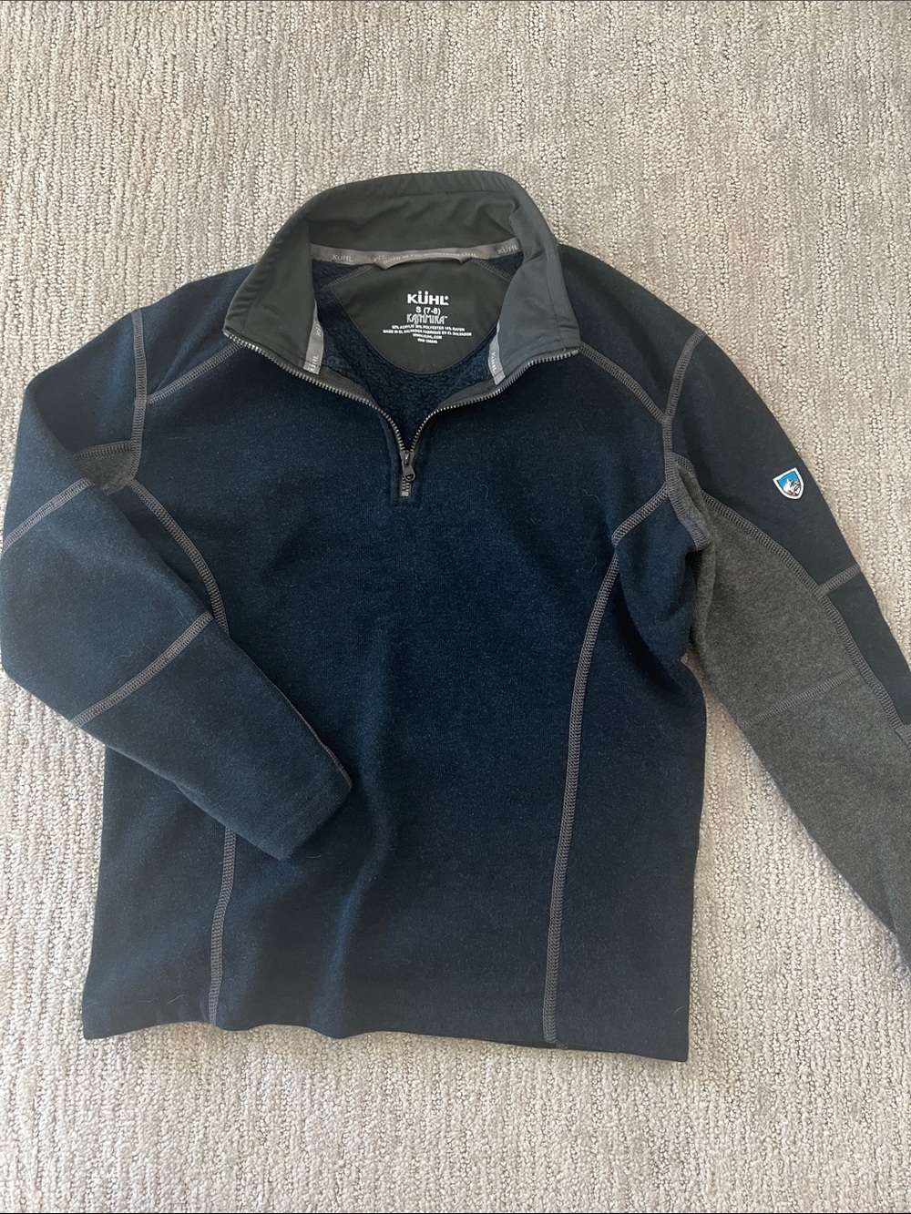 Kuhl Boys Black and Charcoal Quarter-Zip Fleece Pullover